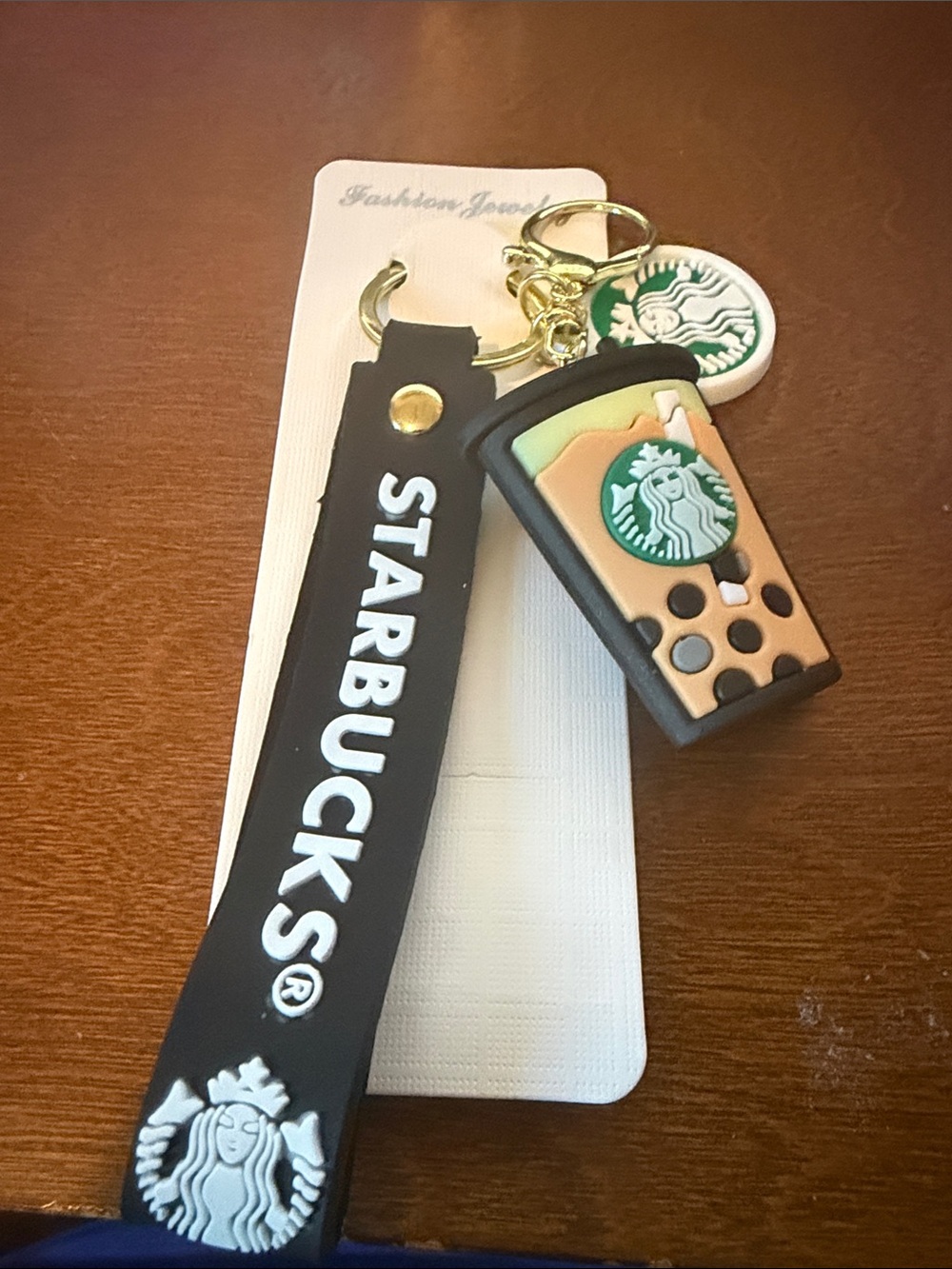 Fashion Starbucks Black Keychain with Boba Cup Charm